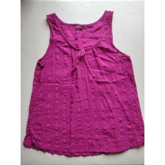 Prana Tops - Prana Women's Magenta Textured Tie‎ Neck Sleeveless Tank Top Size Medium